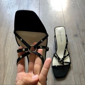 BISOU BISOU black leather mini heels